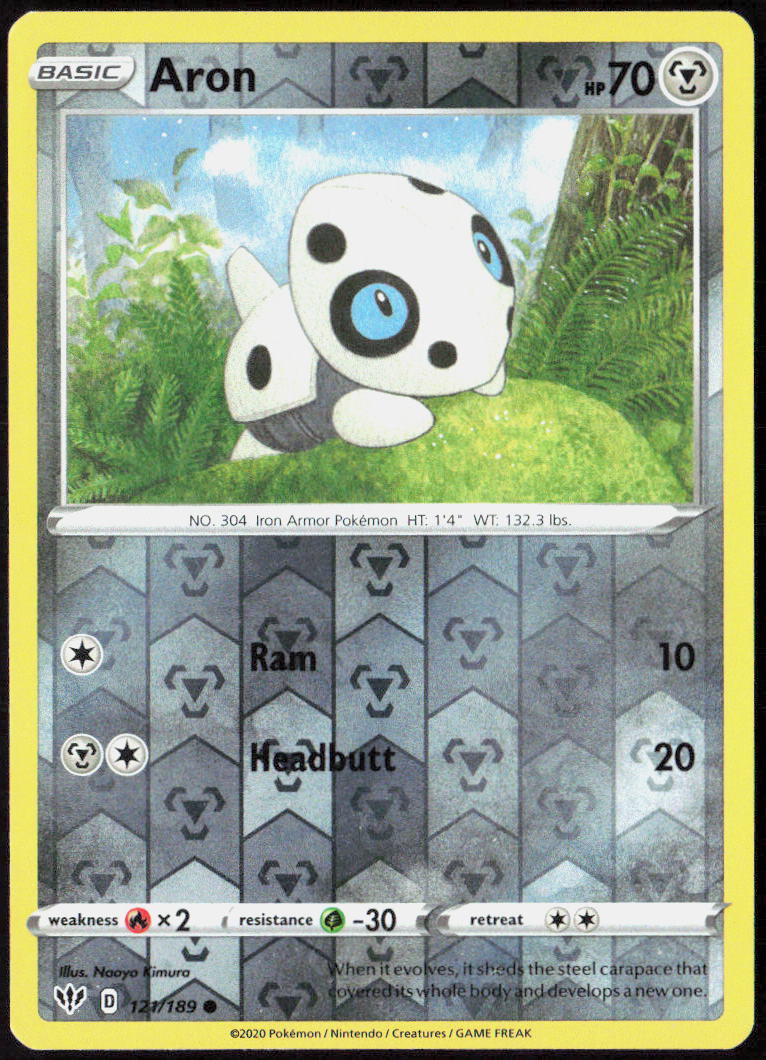 Aron Reverse Holo 121/189 SWSH03: Darkness Ablaze Pokemon TCG LP