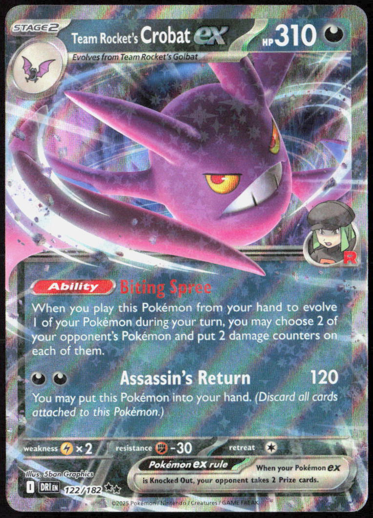 Team Rocket's Crobat ex Holo 122/182 SV10: Destined Rivals Pokemon TCG LP