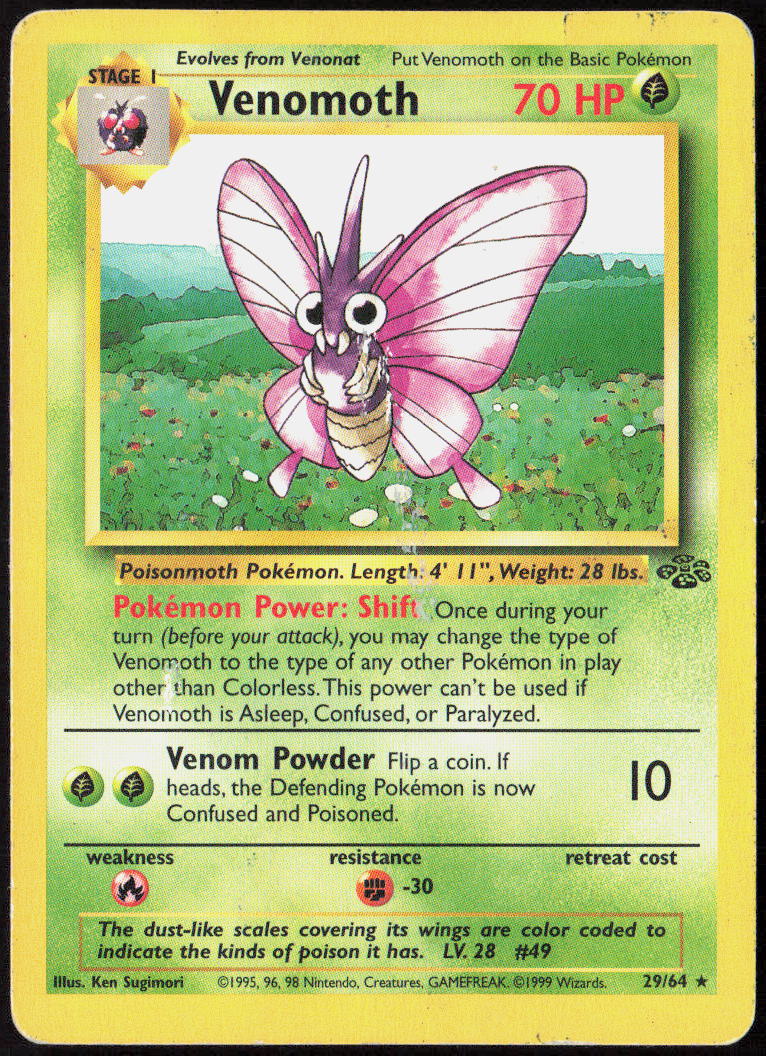 Venomoth (29) Unlimited 29/64 Jungle Pokemon TCG MP