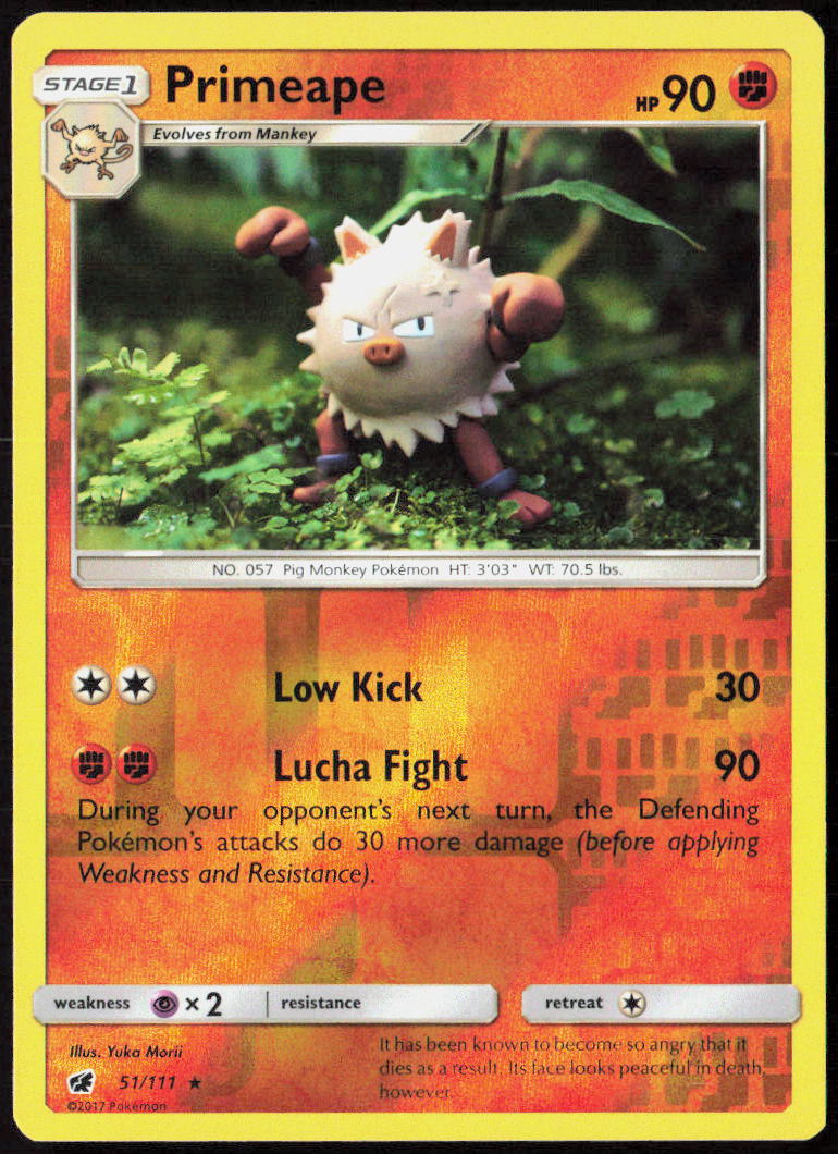 Primeape Reverse Holo 51/111 SM - Crimson Invasion Pokemon TCG LP