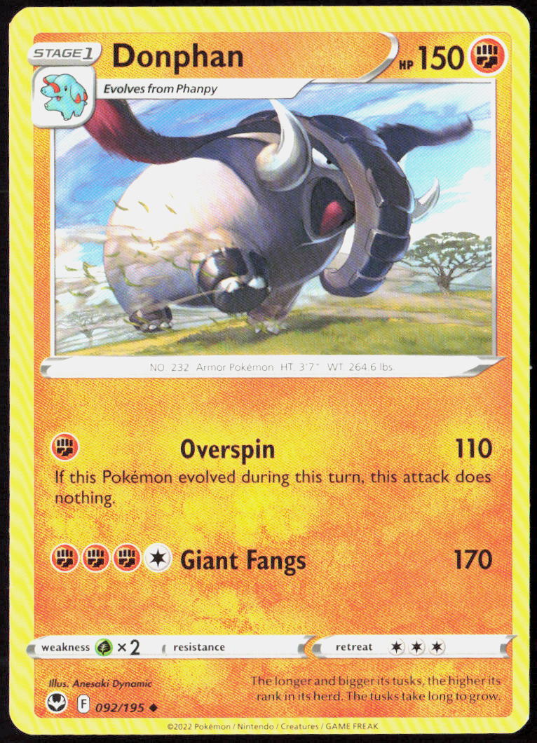 Donphan 092/195 SWSH12: Silver Tempest Pokemon TCG LP