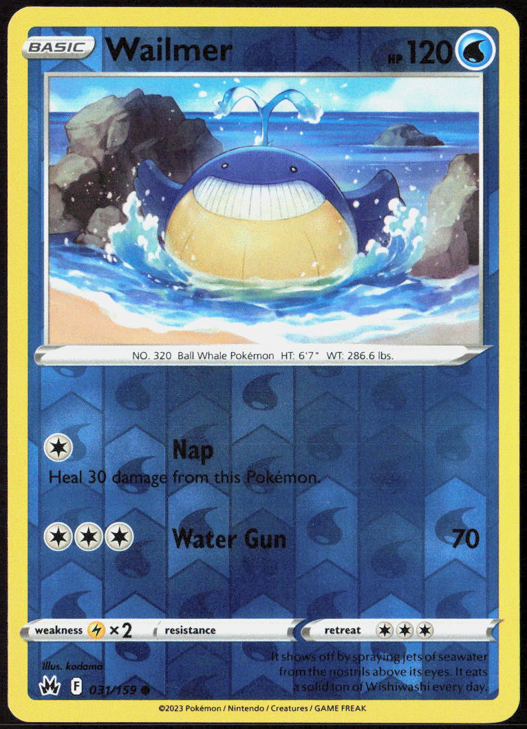 Wailmer Reverse Holo 031/159 SWSH: Crown Zenith Pokemon TCG LP