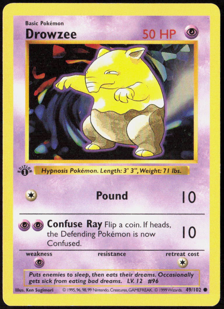 Drowzee 1st Edition 049/102 Base Set (Shadowless) Pokemon TCG LP