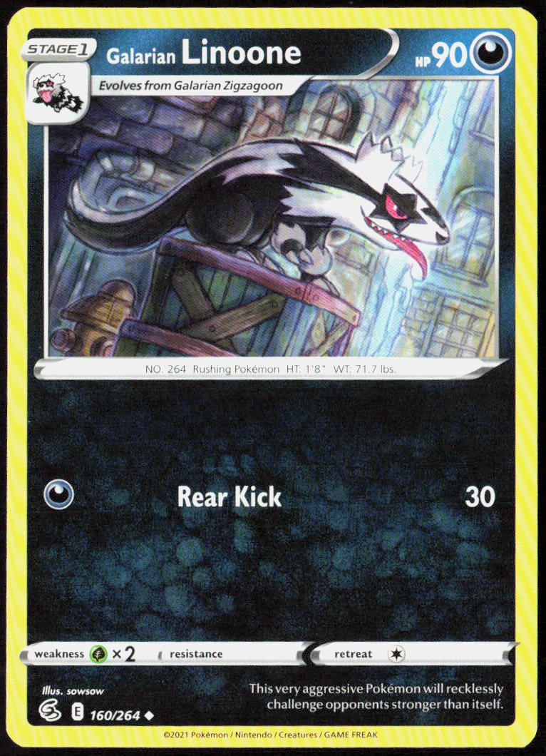 Galarian Linoone 160/264 SWSH08: Fusion Strike Pokemon TCG LP