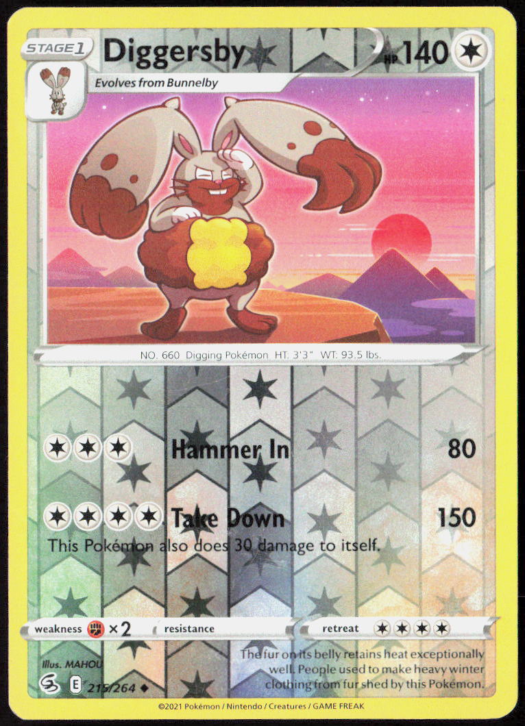 Diggersby Reverse Holo 215/264 SWSH08: Fusion Strike Pokemon TCG LP