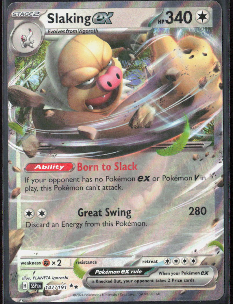 Slaking ex Holo 147/191 SV08: Surging Sparks Pokemon TCG NM