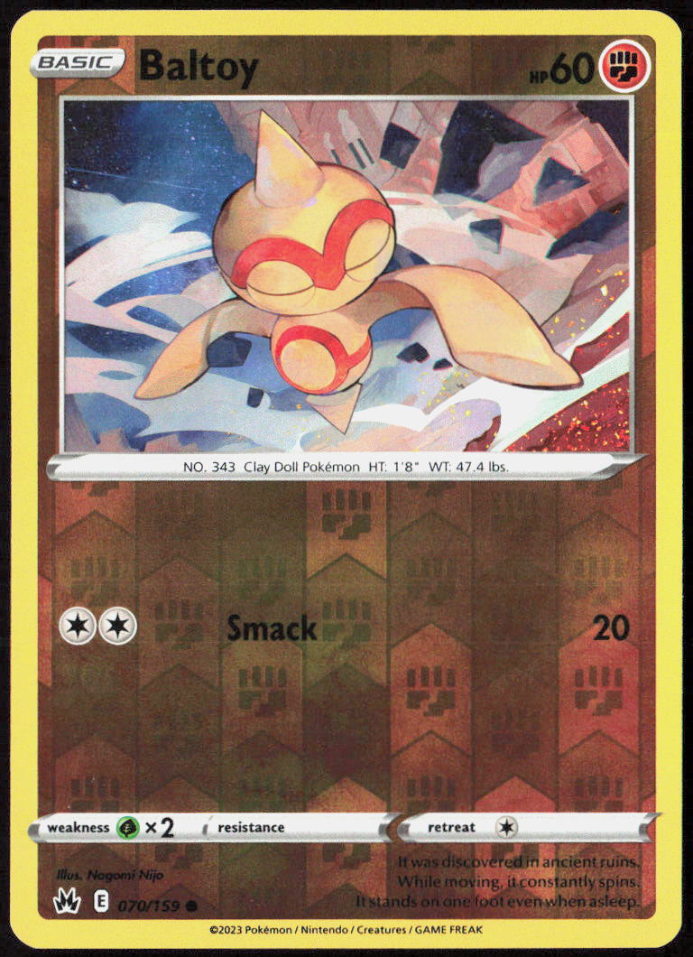 Baltoy Reverse Holo 070/159 SWSH: Crown Zenith Pokemon TCG LP
