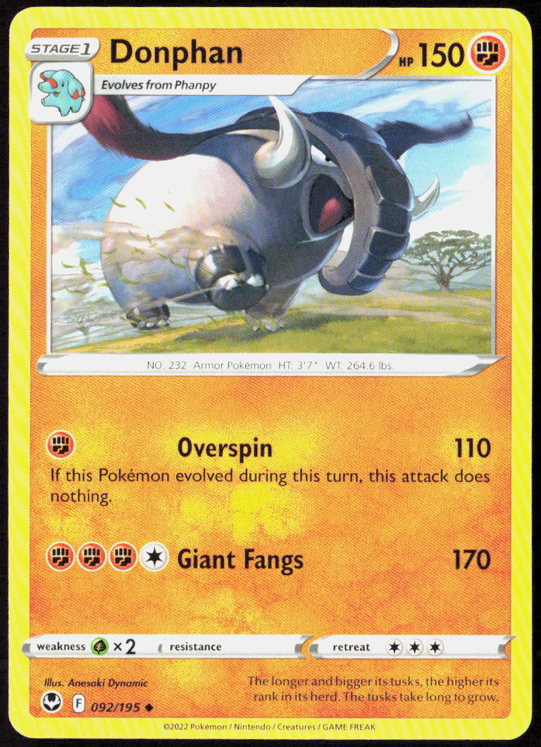 Donphan 092/195 SWSH12: Silver Tempest Pokemon TCG LP