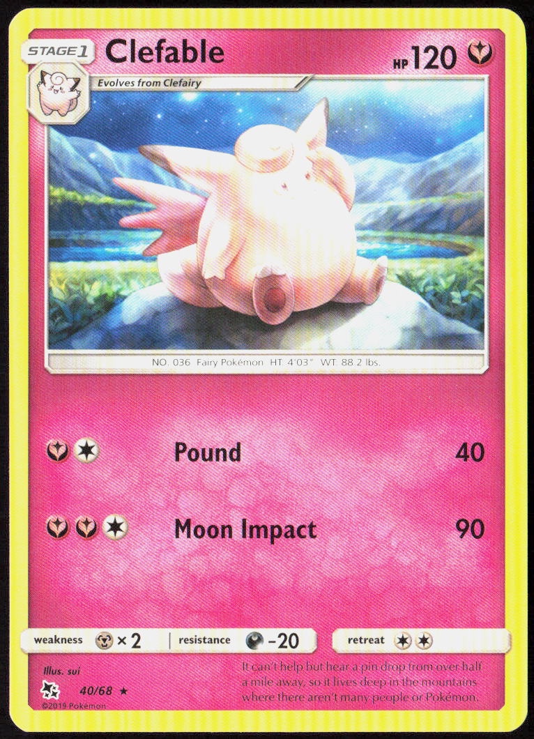 Clefable 40/68 Hidden Fates Pokemon TCG LP