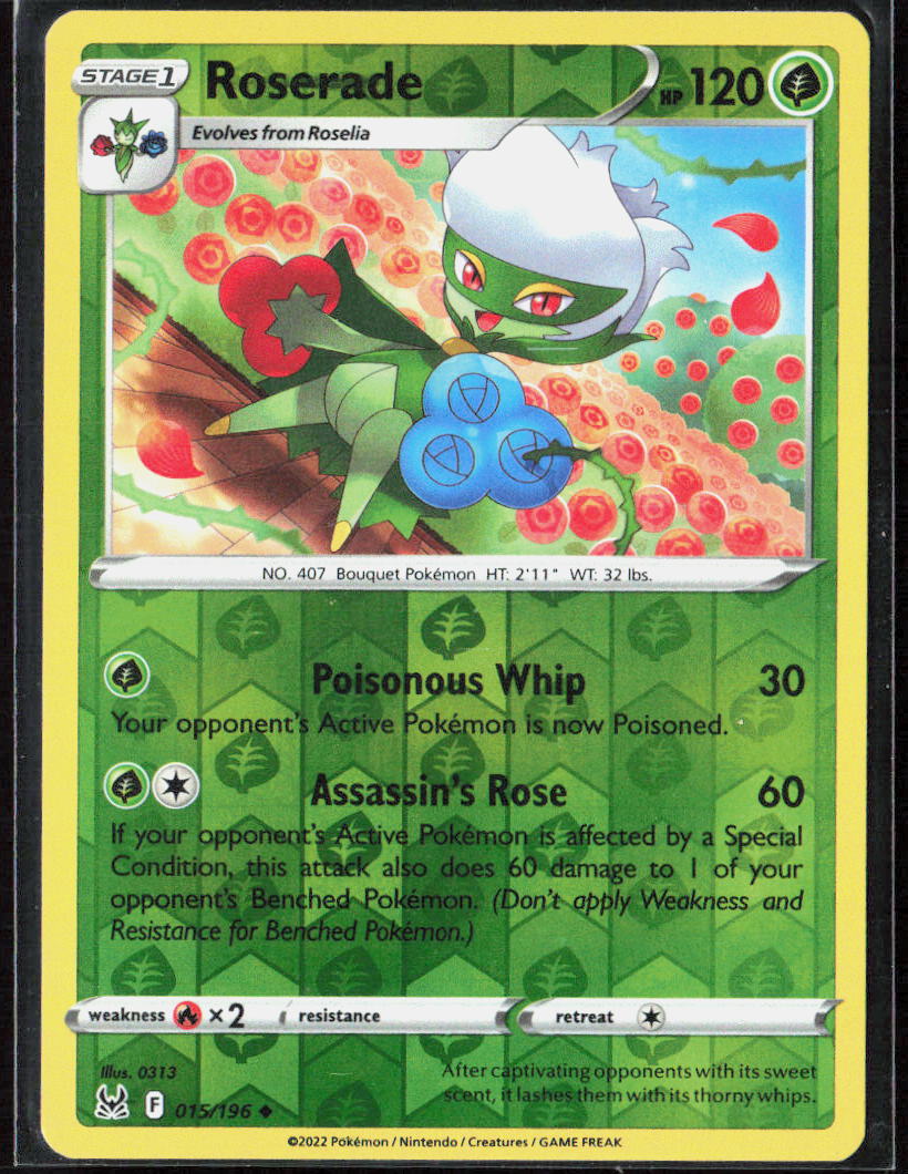 Roserade Reverse Holo 015/196 SWSH11: Lost Origin Pokemon TCG LP