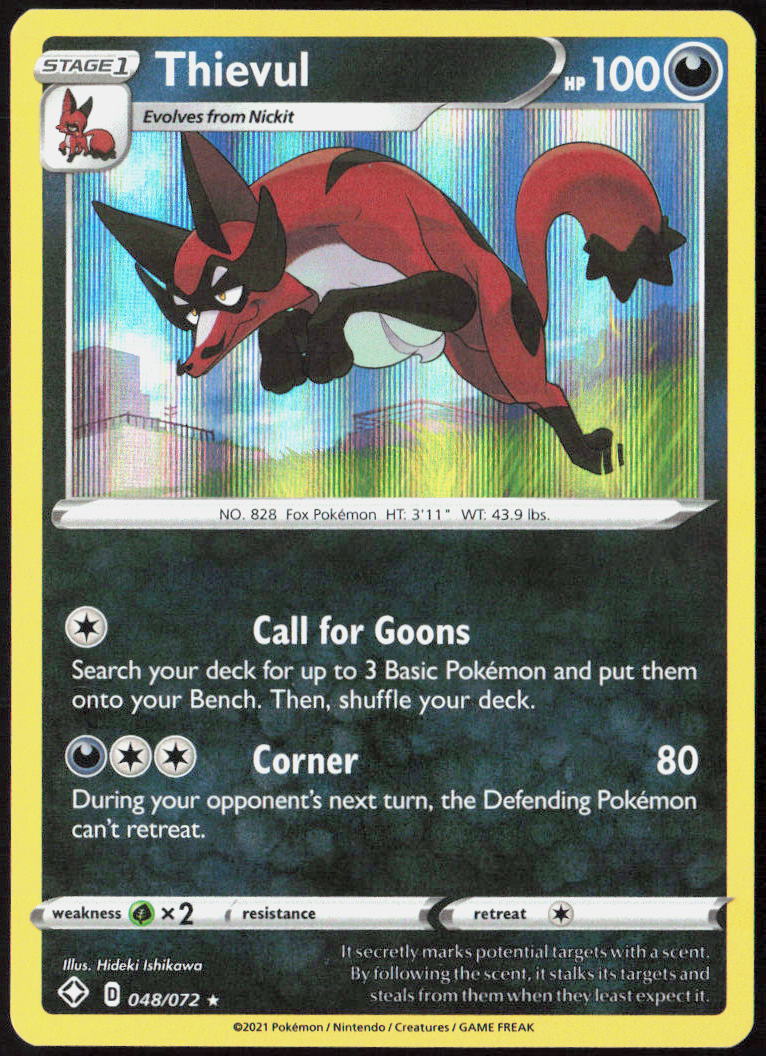 Thievul Reverse Holo 048/072 Shining Fates Pokemon TCG NM