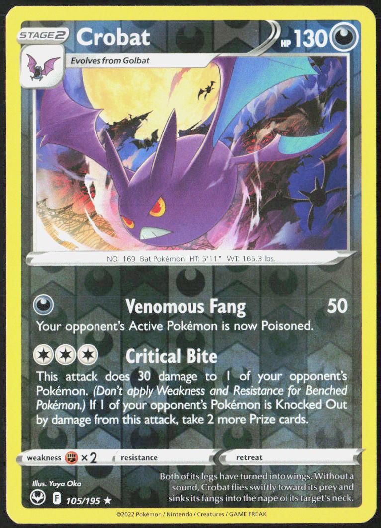 Crobat Reverse Holo 105/195 SWSH12: Silver Tempest Pokemon TCG LP