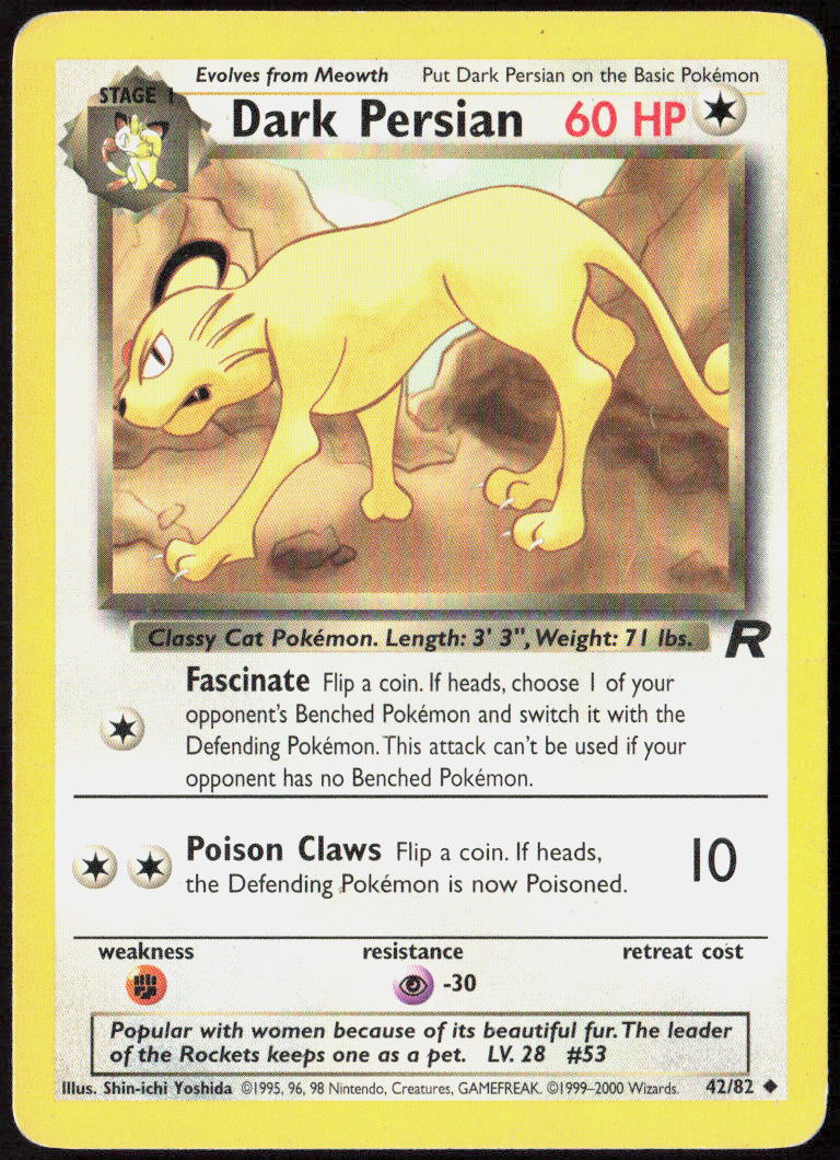 Dark Persian Unlimited 42/82 Team Rocket Pokemon TCG LP