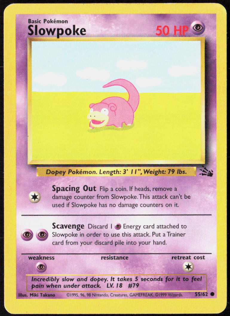 Slowpoke Unlimited 55/62 Fossil Pokemon TCG LP
