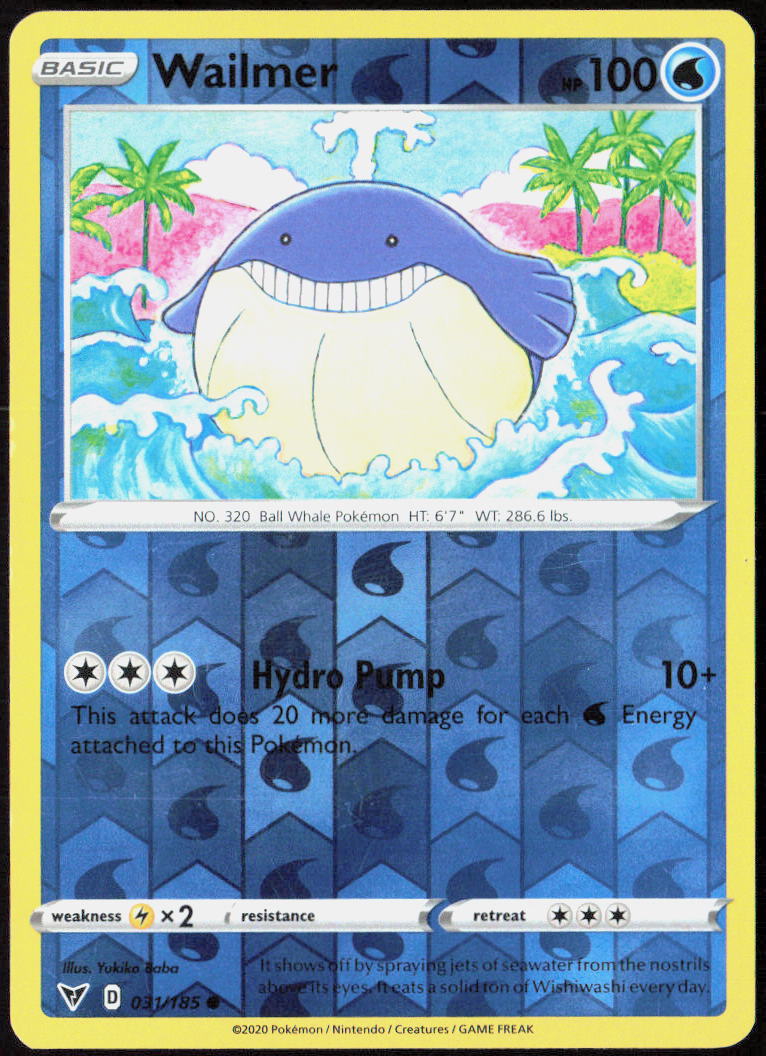 Wailmer Reverse Holo 031/185 SWSH04: Vivid Voltage Pokemon TCG LP