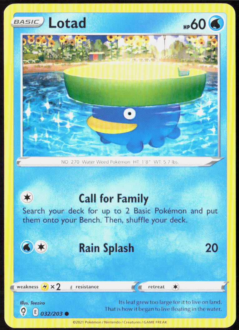 Lotad 032/203 SWSH07: Evolving Skies Pokemon TCG LP