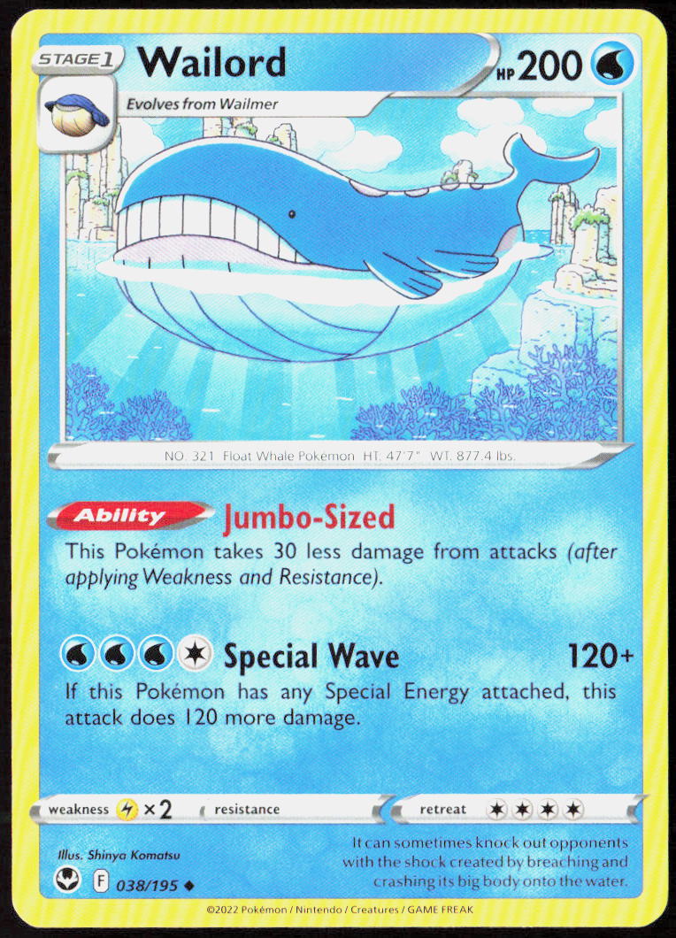 Wailord 038/195 SWSH12: Silver Tempest Pokemon TCG LP
