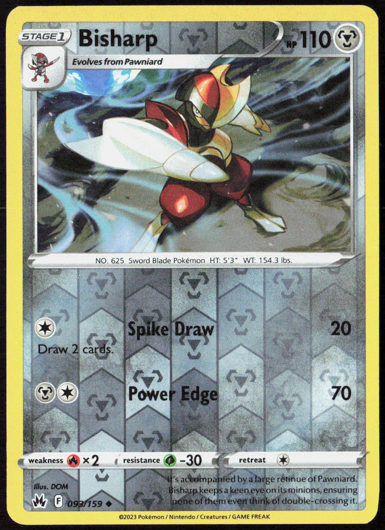 Bisharp Reverse Holo 093/159 SWSH: Crown Zenith Pokemon TCG LP