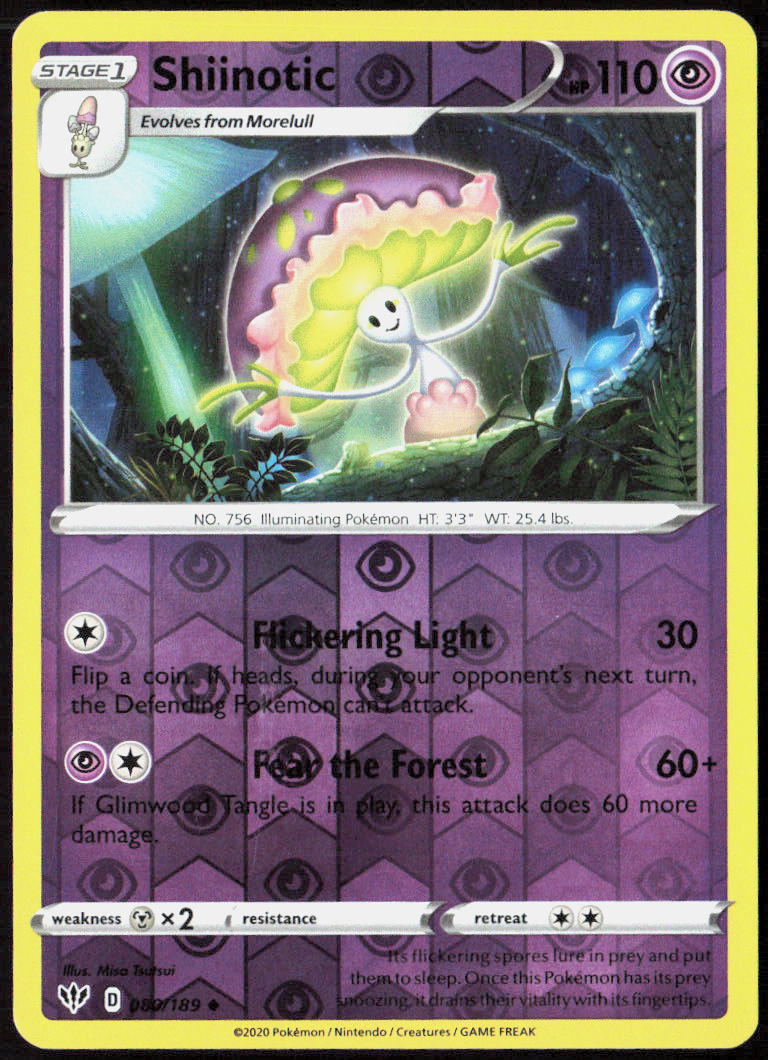 Shiinotic Reverse Holo 080/189 SWSH03: Darkness Ablaze Pokemon TCG LP