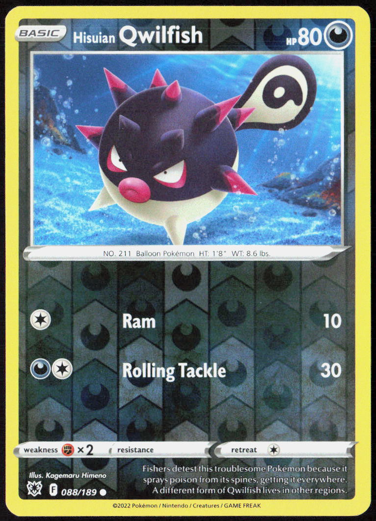 Hisuian Qwilfish (88) Reverse Holo 088/189 SWSH10: Astral Radiance Pokemon LP