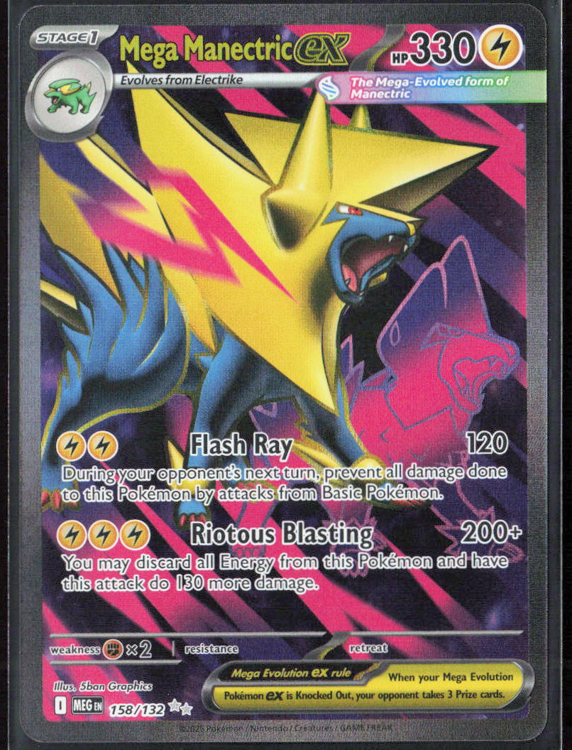 Mega Manectric ex Holo 158/132 ME01: Mega Evolution Pokemon TCG NM