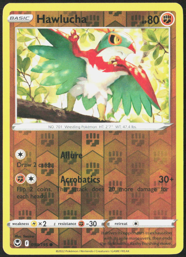 Hawlucha Reverse Holo 098/195 SWSH12: Silver Tempest Pokemon TCG LP
