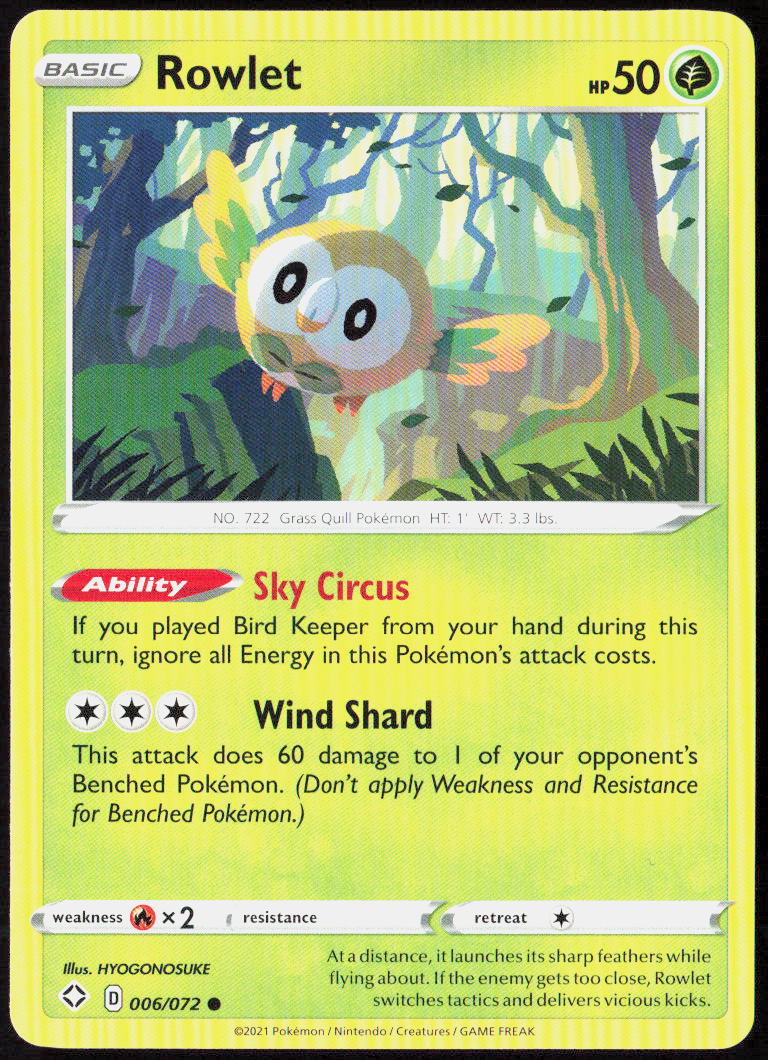 Rowlet 006/072 Shining Fates Pokemon TCG LP