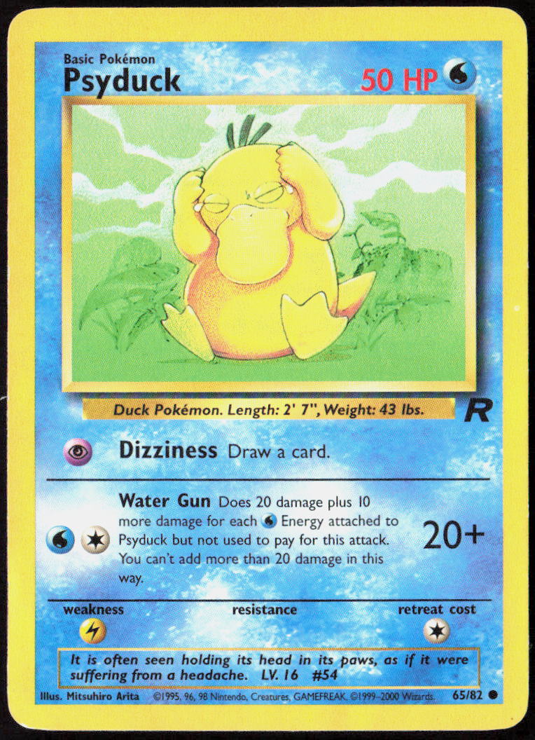 Psyduck Unlimited 65/82 Team Rocket Pokemon TCG LP