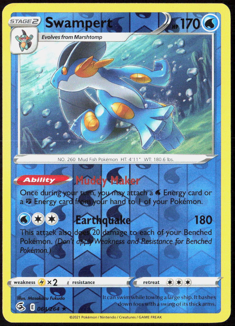 Swampert Reverse Holo 064/264 SWSH08: Fusion Strike LP
