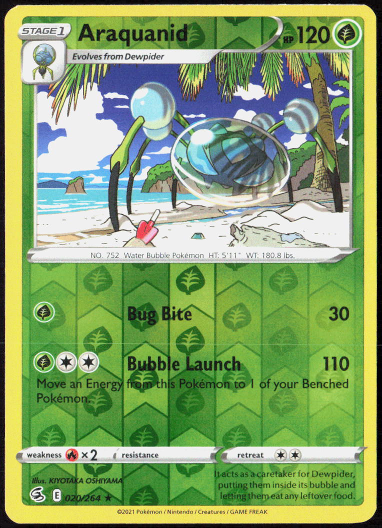 Araquanid Reverse Holo 020/264 SWSH08: Fusion Strike NM
