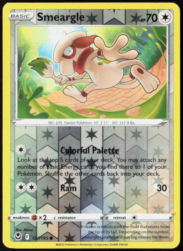 Smeargle Reverse Holo 137/195 SWSH12: Silver Tempest Pokemon TCG LP