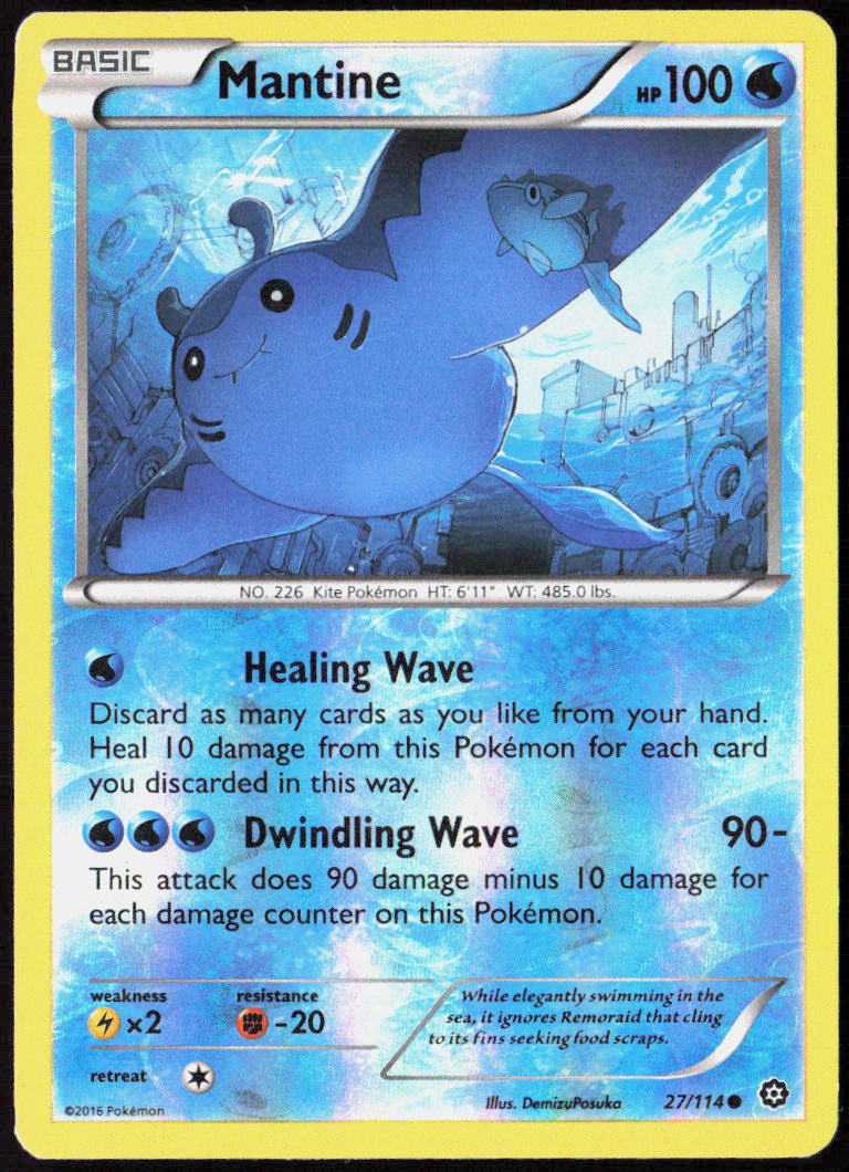 Mantine Reverse Holo 27/114 XY - Steam Siege Pokemon TCG LP