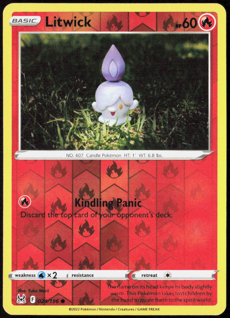 Litwick Reverse Holo 024/196 SWSH11: Lost Origin Pokemon TCG LP
