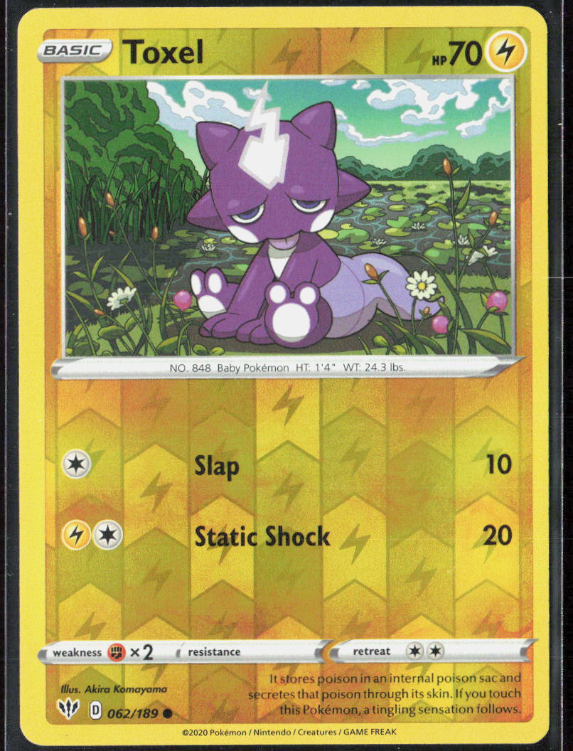 Toxel Reverse Holo 062/189 SWSH03: Darkness Ablaze Pokemon TCG LP