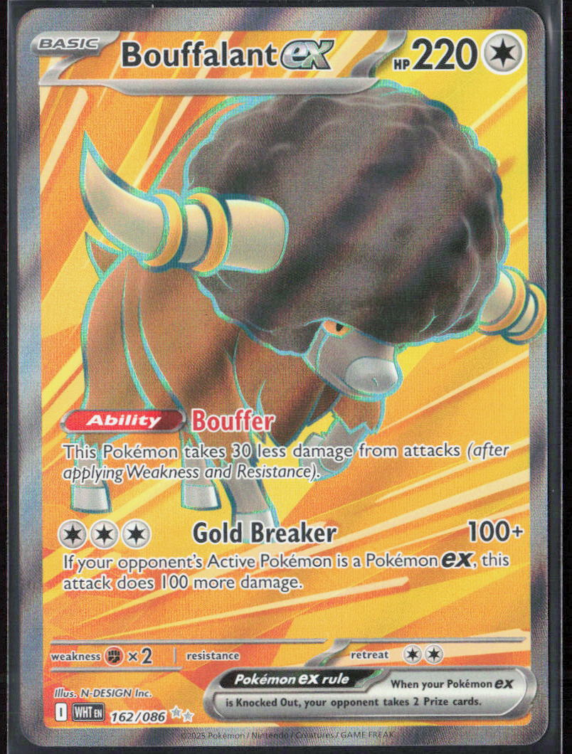Bouffalant ex Holo 162/086 SV: White Flare Pokemon TCG NM