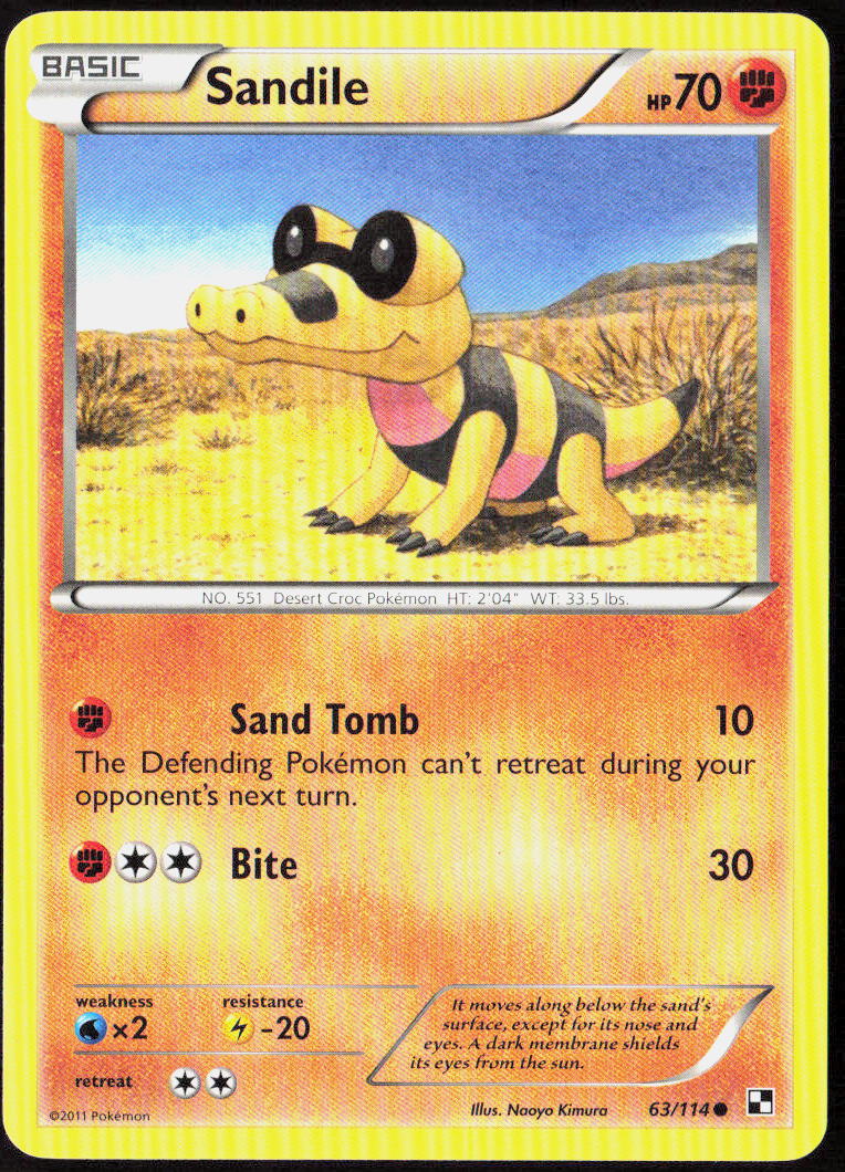 Sandile 63/114 Black and White Pokemon TCG LP