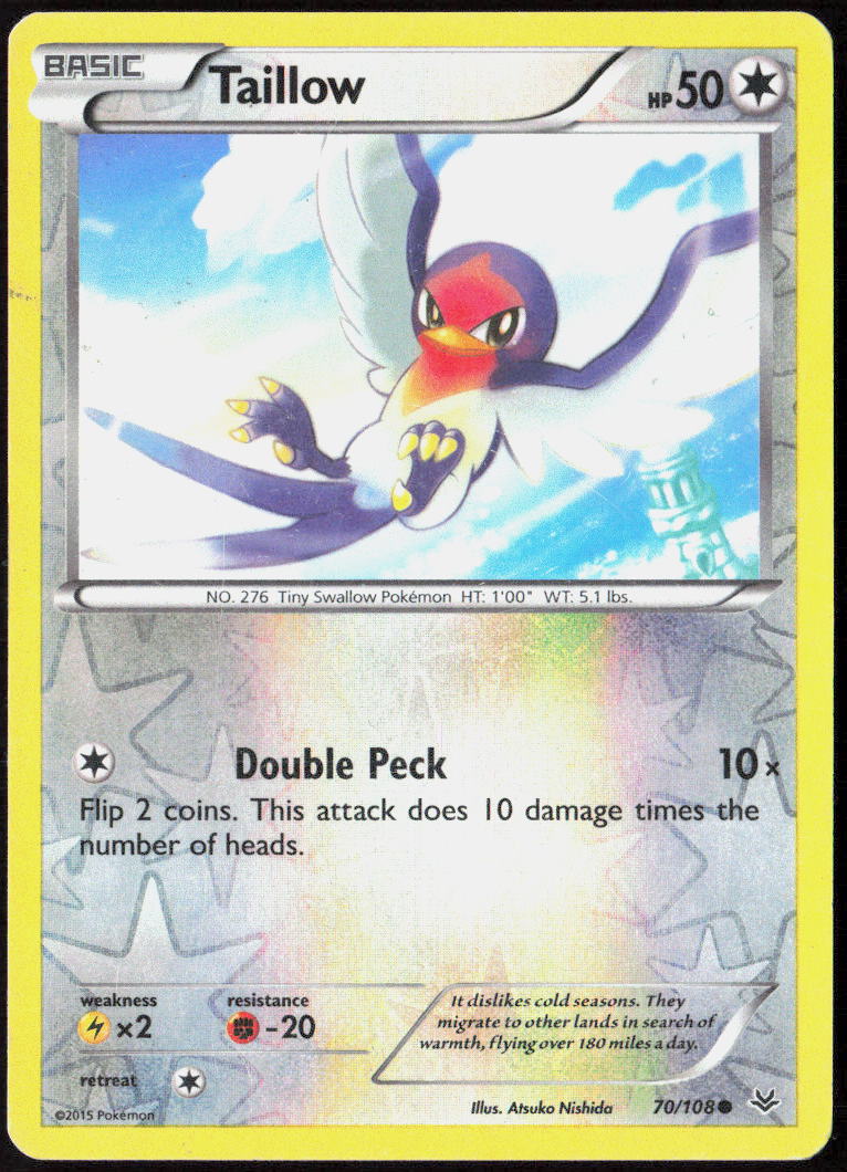 Taillow Reverse Holo 70/108 XY - Roaring Skies MP