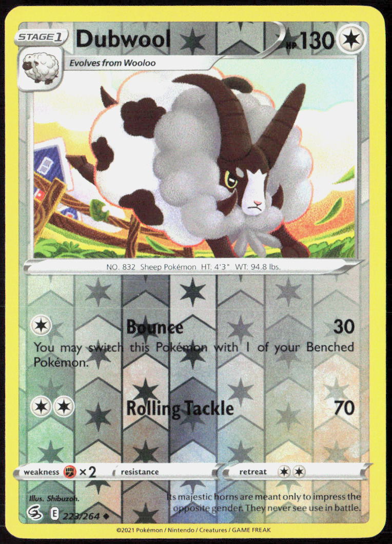 Dubwool Reverse Holo 223/264 SWSH08: Fusion Strike NM