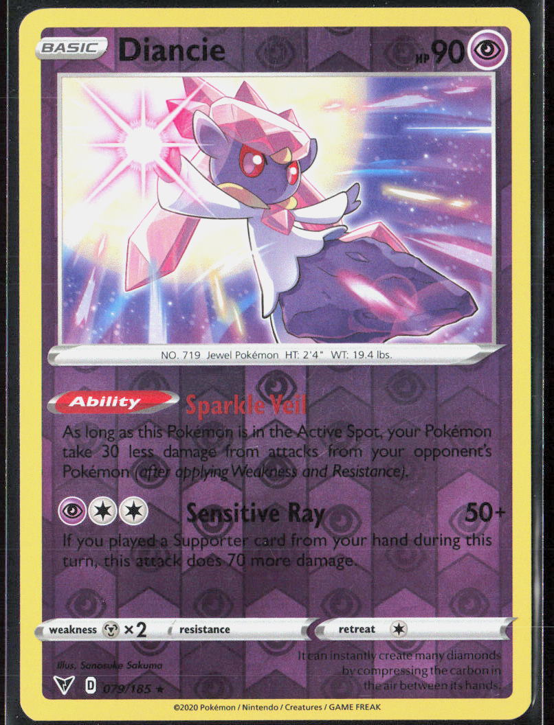 Diancie Reverse Holo 079/185 SWSH04: Vivid Voltage Pokemon TCG LP