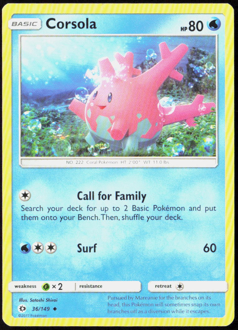 Corsola 36/149 SM Base Set Pokemon TCG LP
