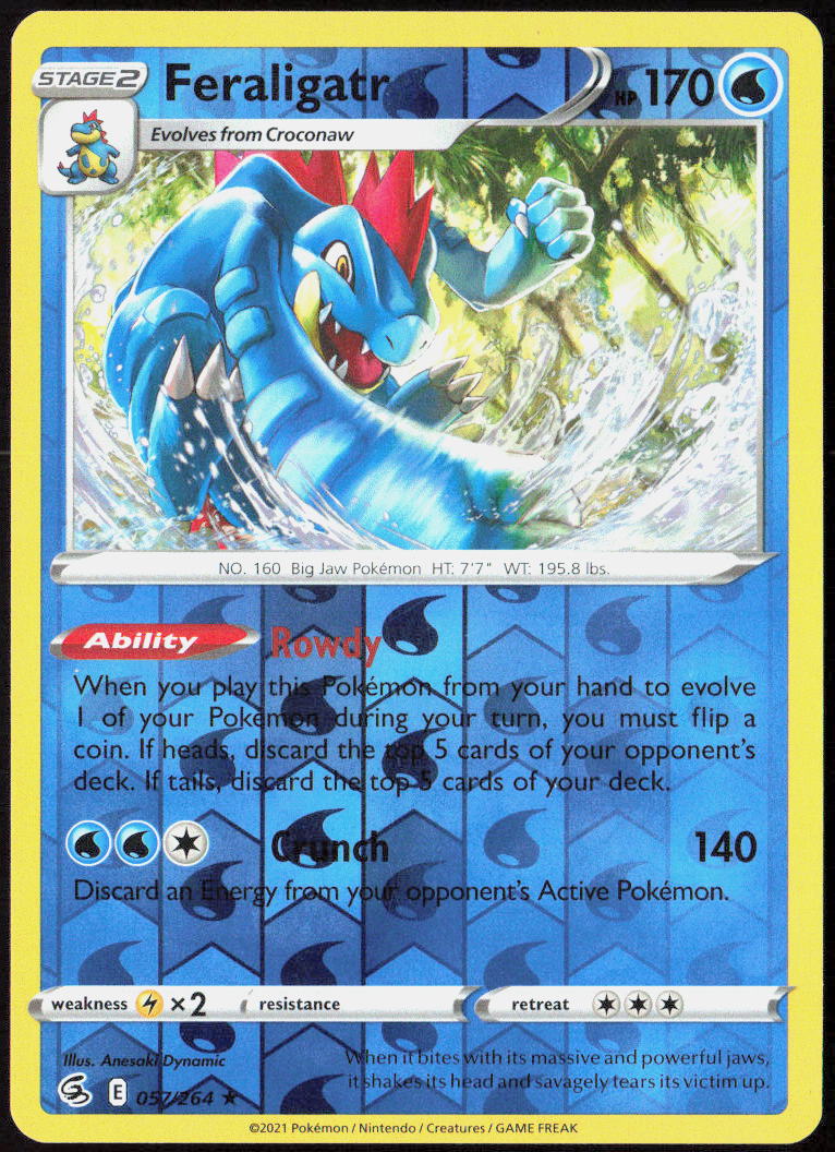 Feraligatr Reverse Holo 057/264 SWSH08: Fusion Strike Pokemon TCG LP