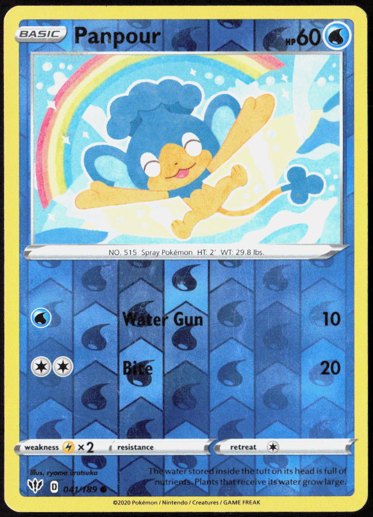 Panpour Reverse Holo 041/189 SWSH03: Darkness Ablaze Pokemon TCG LP