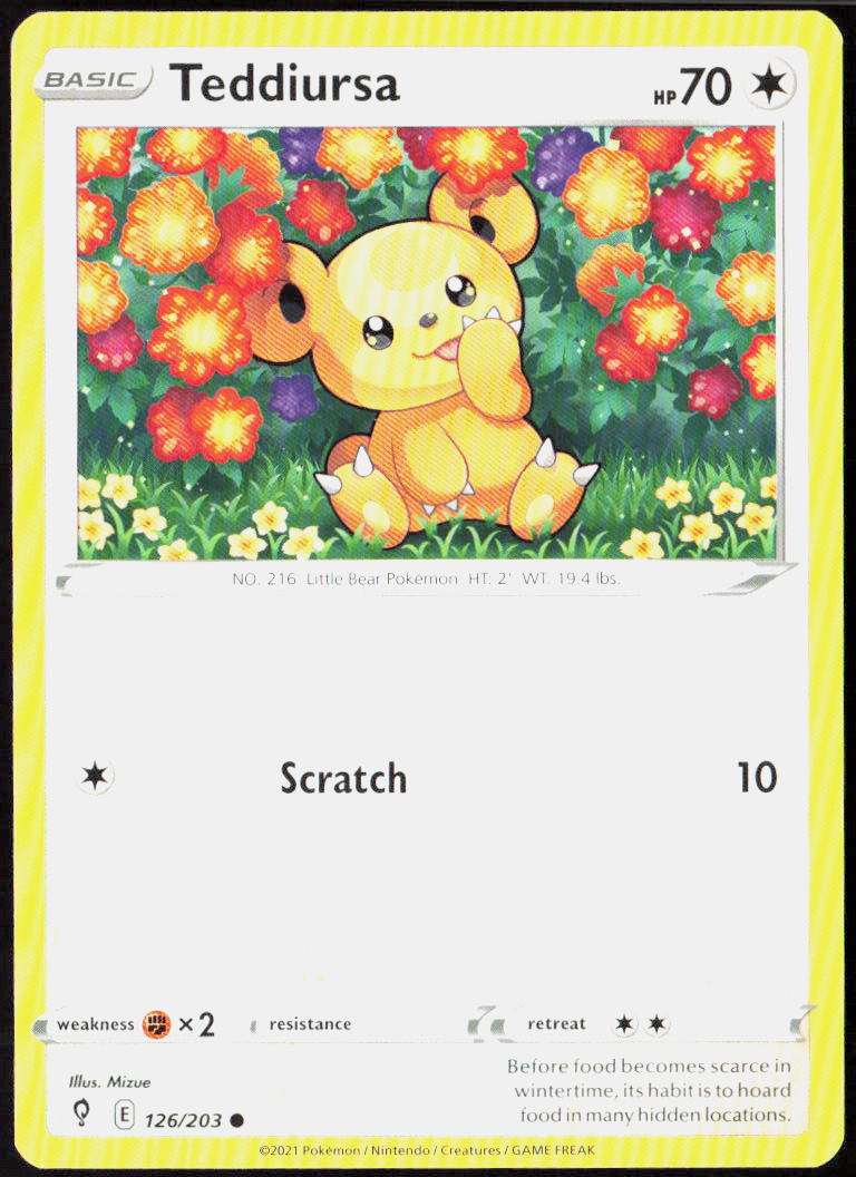 Teddiursa 126/203 SWSH07: Evolving Skies Pokemon TCG LP